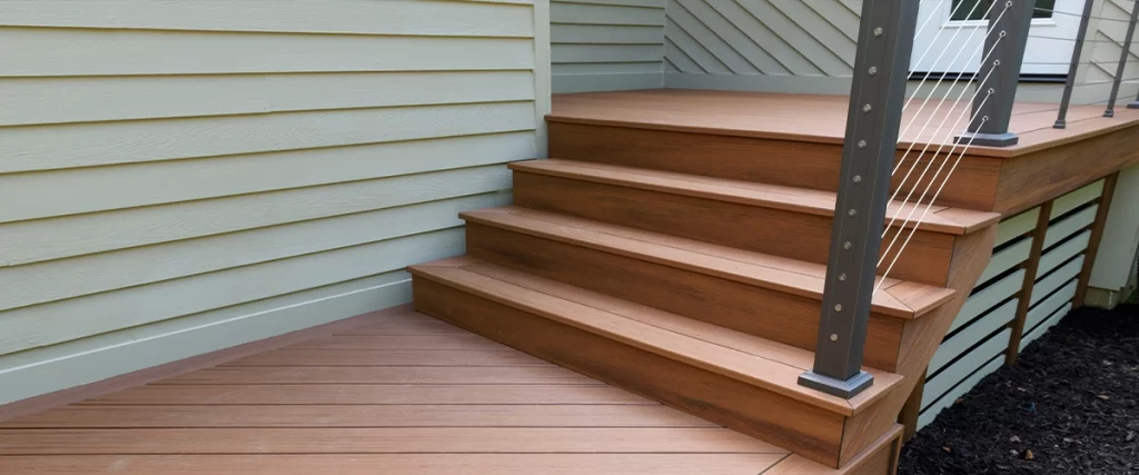 Composite decking with metal railing