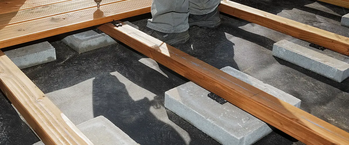 Deck blocks for a deck building project