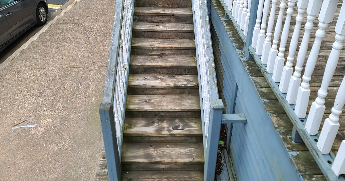 Old set of stairs on an old deck