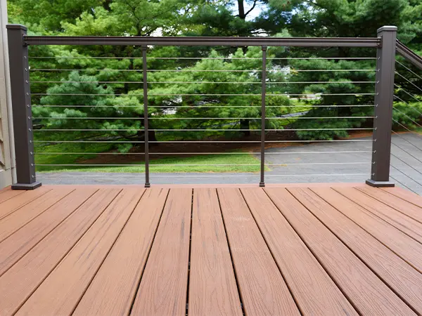 Composite decking with aluminum railing