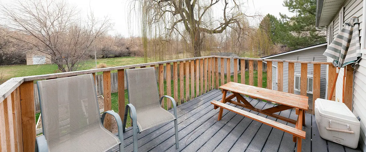 Deck railing with outdoor furniture