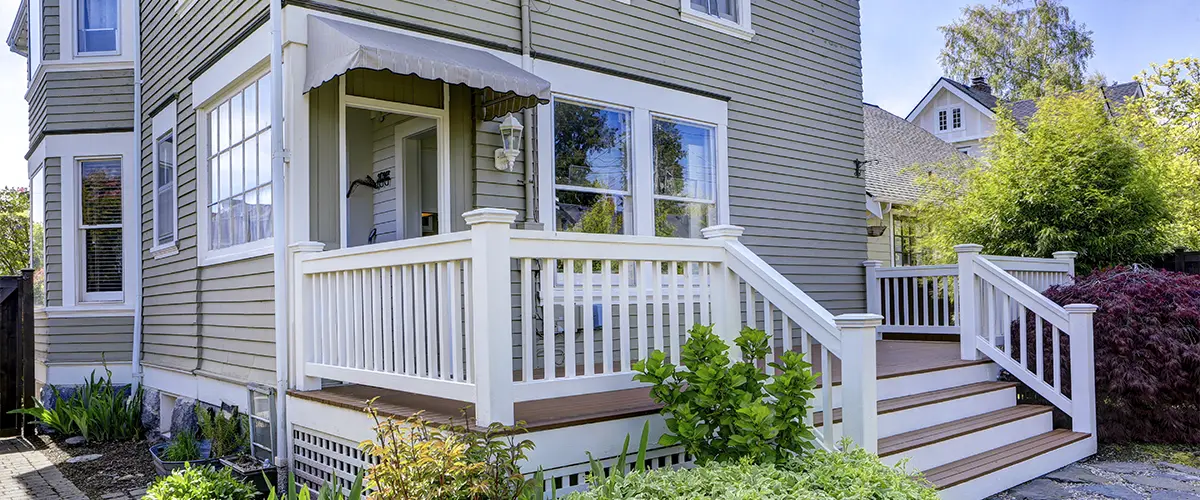 Porch stairs with railing