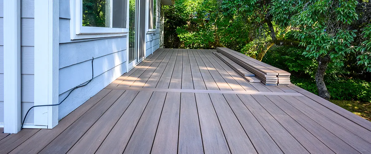 PVC decking in a brownish color