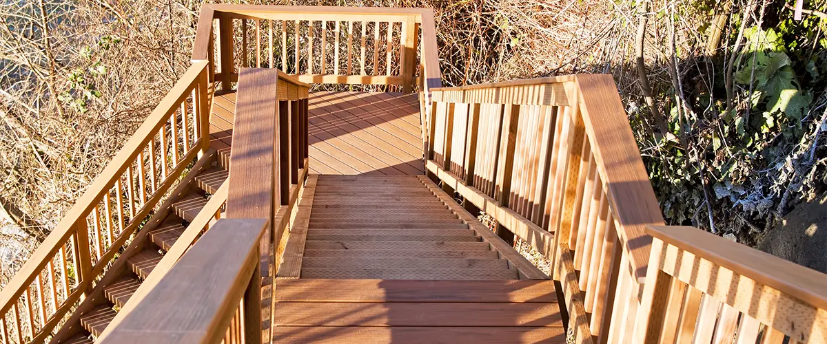 Beautiful deck stairs on an elevated structure