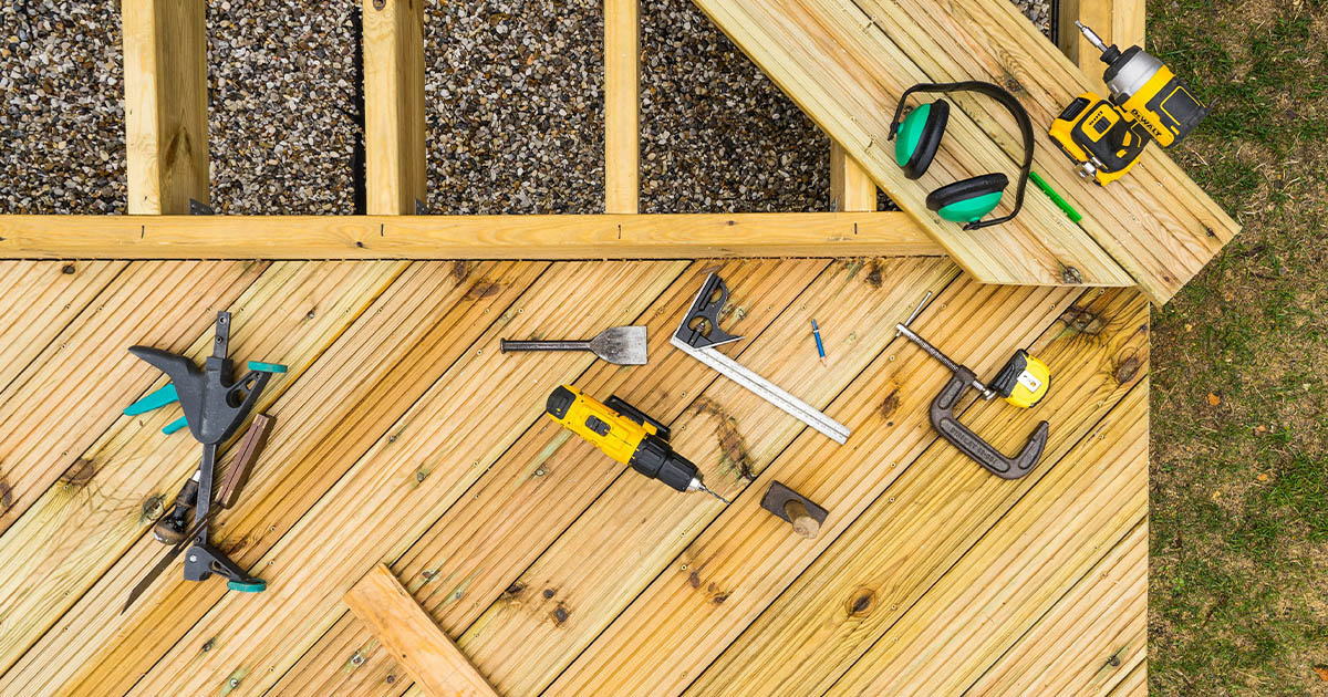 wooden deck with tools for construction on. deck building In Edgewater MD