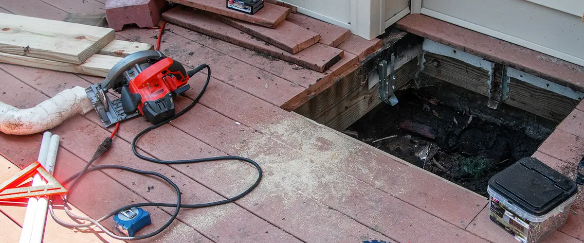 hole cut in deck for drainage issue